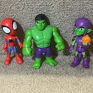 Marvel Spidey & friends lot of 3 Green Goblin & Hulk & Spiderman 5” figure